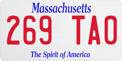 MA license plate 269TA0