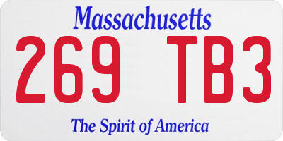 MA license plate 269TB3