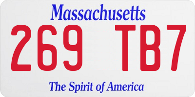 MA license plate 269TB7