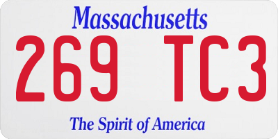 MA license plate 269TC3