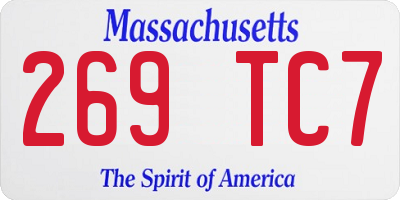 MA license plate 269TC7