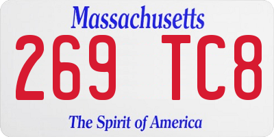 MA license plate 269TC8