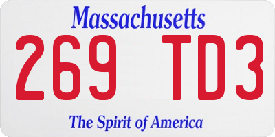 MA license plate 269TD3