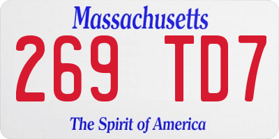 MA license plate 269TD7