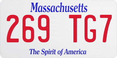 MA license plate 269TG7