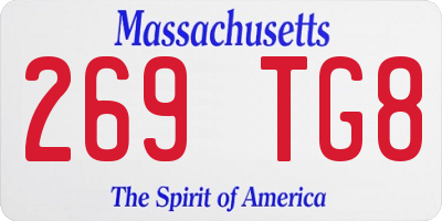 MA license plate 269TG8