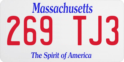 MA license plate 269TJ3