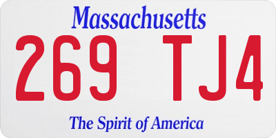 MA license plate 269TJ4