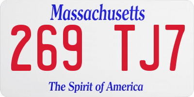 MA license plate 269TJ7