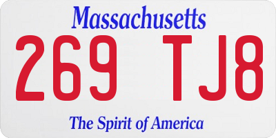 MA license plate 269TJ8