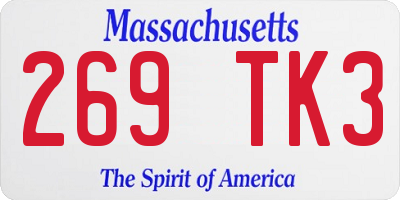 MA license plate 269TK3