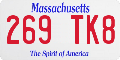 MA license plate 269TK8