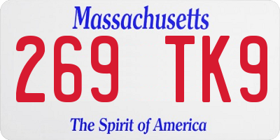 MA license plate 269TK9