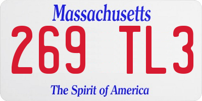 MA license plate 269TL3