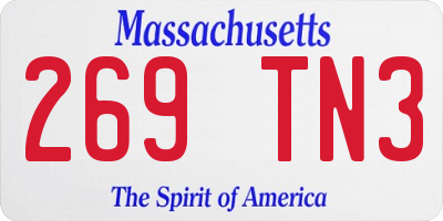 MA license plate 269TN3