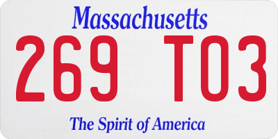 MA license plate 269TO3
