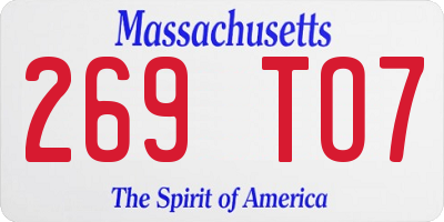 MA license plate 269TO7