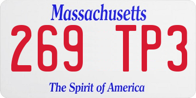 MA license plate 269TP3