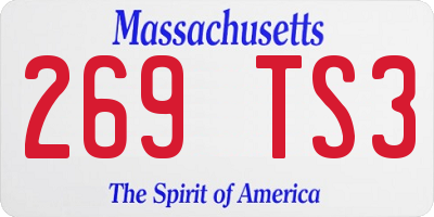 MA license plate 269TS3