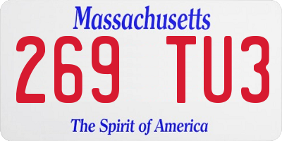 MA license plate 269TU3