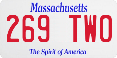 MA license plate 269TW0