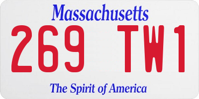 MA license plate 269TW1