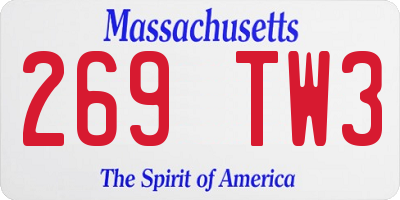 MA license plate 269TW3