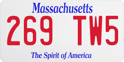 MA license plate 269TW5