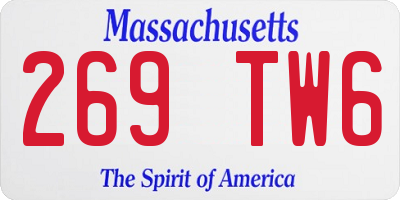 MA license plate 269TW6