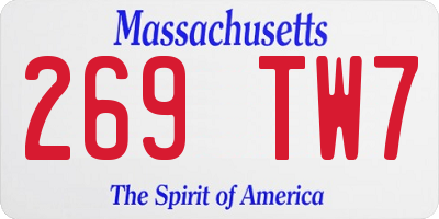 MA license plate 269TW7