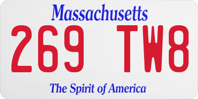 MA license plate 269TW8
