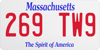 MA license plate 269TW9