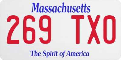MA license plate 269TX0