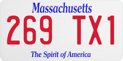 MA license plate 269TX1