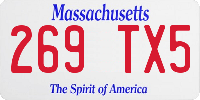 MA license plate 269TX5
