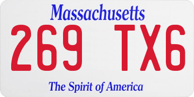 MA license plate 269TX6