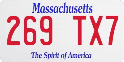 MA license plate 269TX7