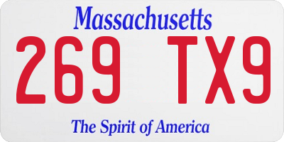 MA license plate 269TX9