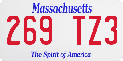 MA license plate 269TZ3