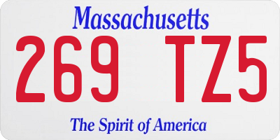 MA license plate 269TZ5
