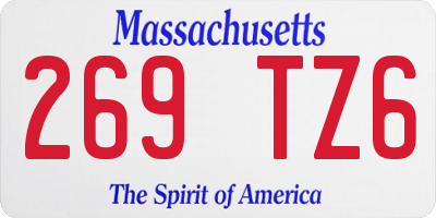 MA license plate 269TZ6