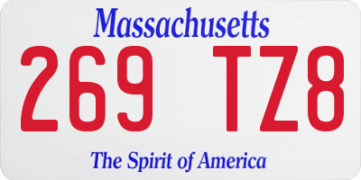 MA license plate 269TZ8