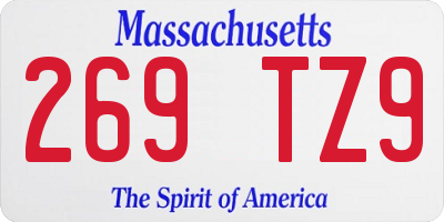 MA license plate 269TZ9