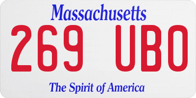 MA license plate 269UB0
