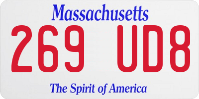 MA license plate 269UD8