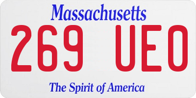 MA license plate 269UE0