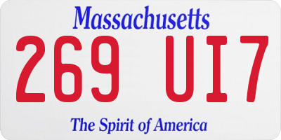 MA license plate 269UI7