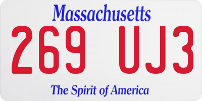MA license plate 269UJ3