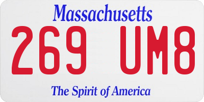 MA license plate 269UM8