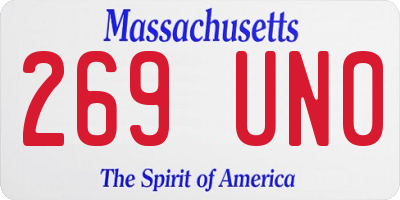 MA license plate 269UN0